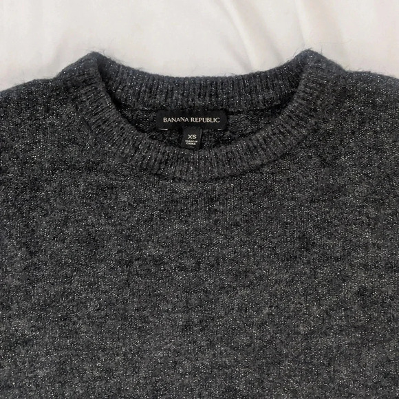 Banana Republic Fluffy Metallic Crewneck Sweater, Color Dark Charcoal Size XS - Picture 3 of 11